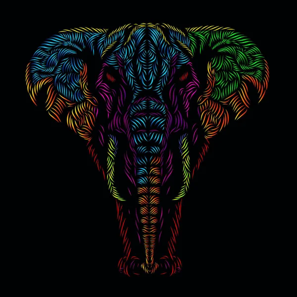 Elephant Head Line Pop Art Portrait Logo Colorful Design Black — Archivo Imágenes Vectoriales
