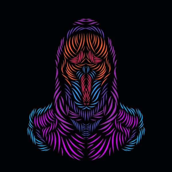 Death Angel Grim Reaper Line Pop Art Portrait Logo Colorful — Stockvector