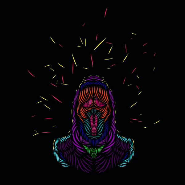 Death Angel Grim Reaper Line Pop Art Portrait Logo Colorful — Stok Vektör
