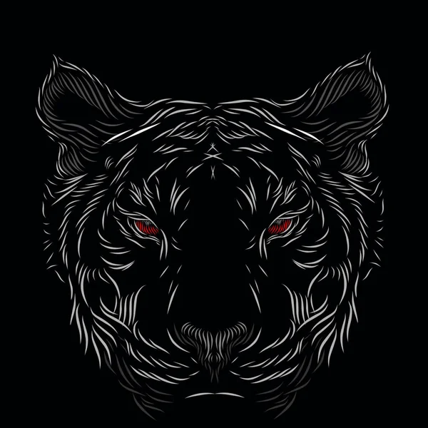 Білий Срібний Мисливець Тигрів Лінія Обличчя Поп Арт Портрет Логотип — стоковий вектор