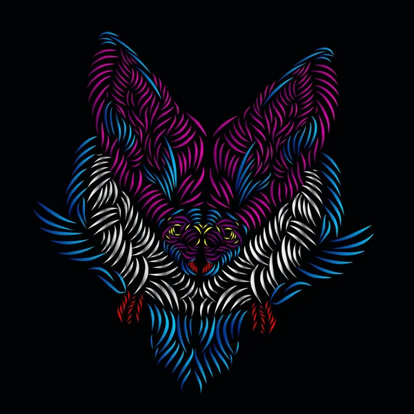 Lemur Fox Line Pop Art Portrait Logo Colorful Design Dark — стоковый вектор
