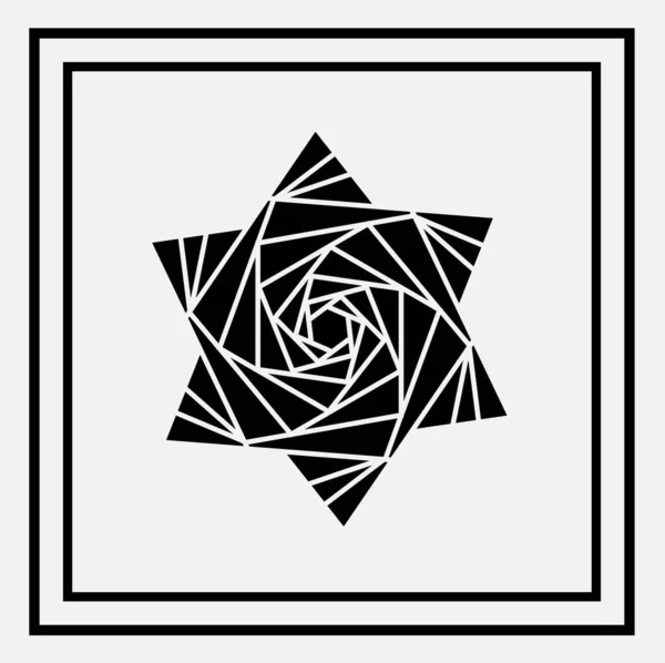 Черный Снег Мандала Цветок Логотип Линии Искусства Белым Фоном — стоковый вектор