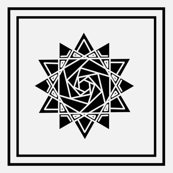 Черный Снег Мандала Цветок Логотип Линии Искусства Белым Фоном — стоковый вектор