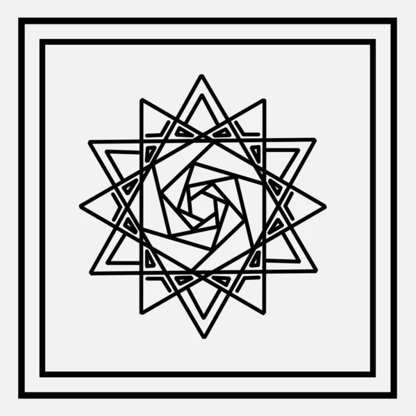 Black Snow Mandala Flower Logo Line Art White Background — Stock Vector