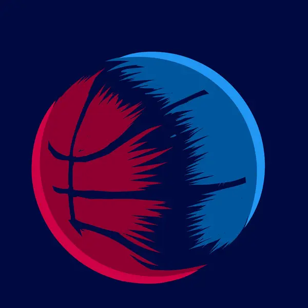 Basketball. Pop Art line logo. Colorful design with dark background. Abstract vector illustration. Isolated black background for t-shirt, poster, clothing, merch, apparel, badge design