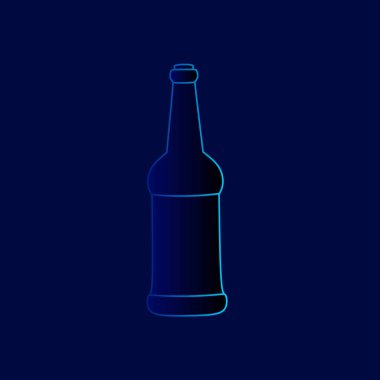 Şarap şişesi hattı. Pop Art logosu. Koyu arkaplanı olan renkli bir tasarım. Soyut vektör çizimi. Tişört, poster, kıyafet, giysi, giysi, rozet tasarımı için izole edilmiş siyah arkaplan
