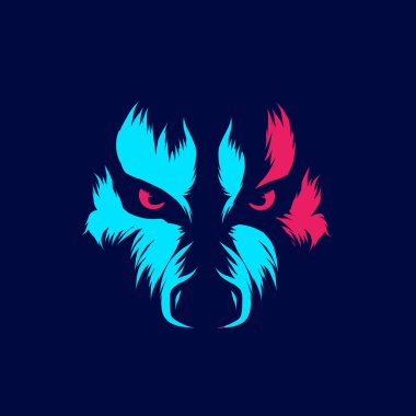 Kurt logosu neon çizgisi. Esmer arkaplanlı renkli tasarım.