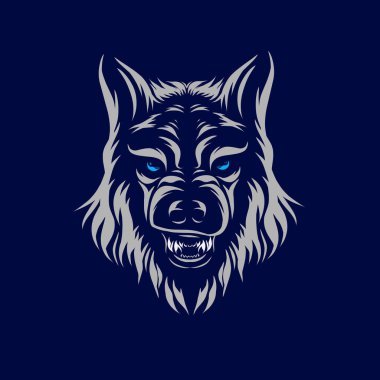 Kurt başlı maskot logosu tasarımı vektör çizimi.