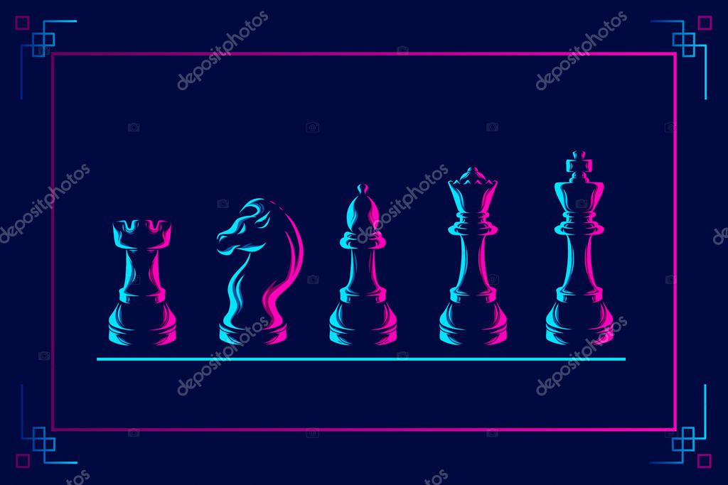 Chess pieces web illustration.