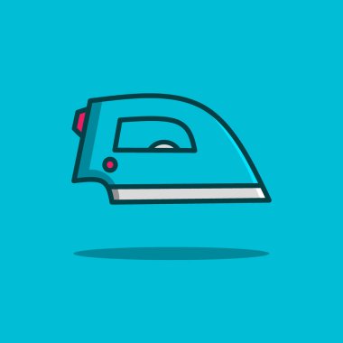 Demir çamaşır ikonu düz tasarım vektörü. Yumuşak arka planı olan renkli bir logo. Soyut grafik çizimi.