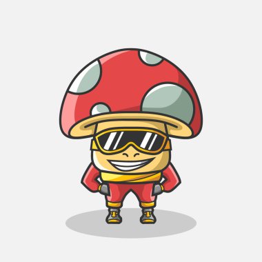 Mantar logosu ve soyut arkaplan tasarımı. Vektör illüstrasyonu.