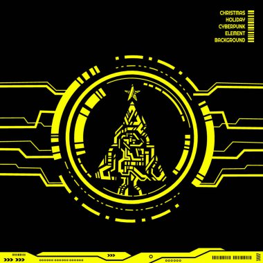 Siber punk tarzında bir Noel geçmişi. Renkli vektör illüstrasyonu