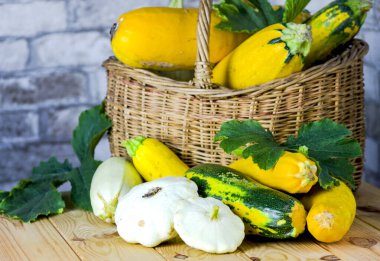 Taze kabak ve ezme sepeti masanın üzerinde.