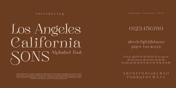 Elegant Fashion Minimal Modern Serif Alphabet Font Uppercase Number Fonts — Stock Vector