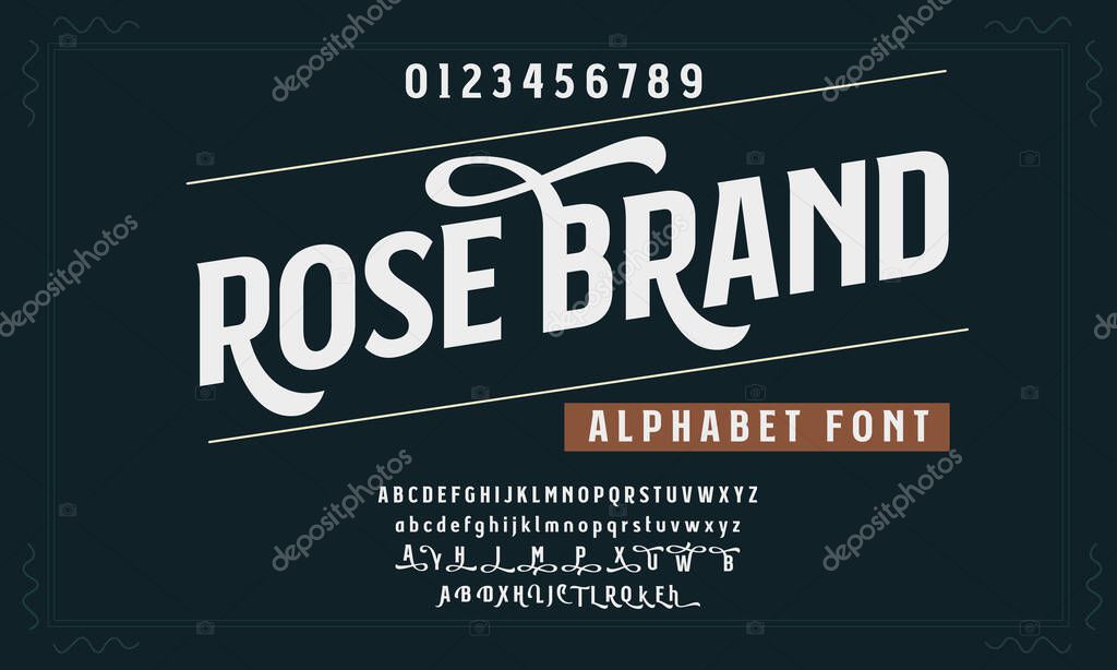 Vintage decorative Lettering design  typeface in retro style template with ornoment for  logo