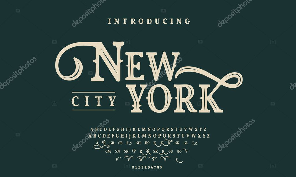 Font alphabet Vintagenew york Victorian typeface decorative Font