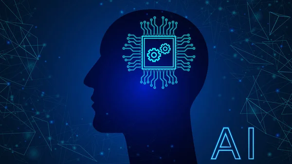 Koncept Umělé Inteligence Kombinace Mozku Elektronických Obvodů Čip Nebo Procesor — Stockový vektor