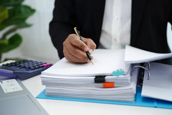 stock image Business woman busy working with documents in office.