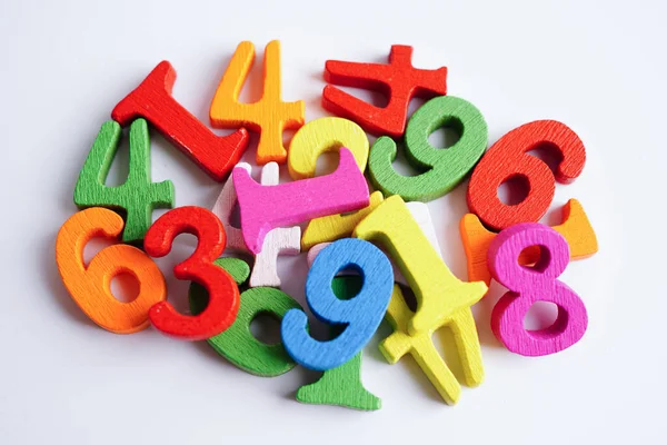 Number Wood Block Cubes Learning Mathematic Education Math Concept Stock Photo