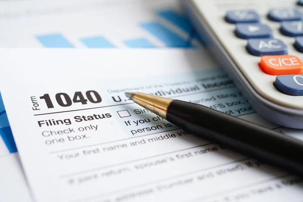 Skatteformulär 1040 Usa Individuell Självdeklaration Business Finance Koncept — Stockfoto