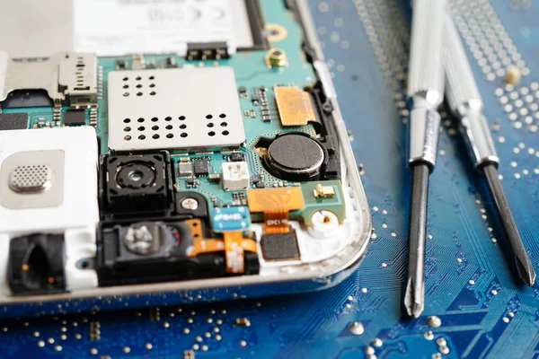 stock image Repairing and upgrade mobile phone, electronic, computer hardware and technology concept.