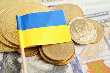Ukrayna bayraklı para yığını, finans bankacılığı kavramı