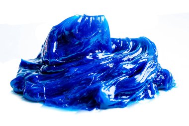 Yağ, kırpma yolu olan beyaz arkaplanda izole edilmiş, mavi kaliteli sentetik lityum kompleksi.