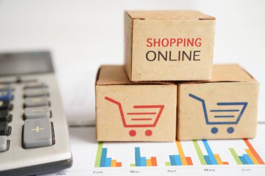 Çevrimiçi alışveriş, alışveriş sepeti iş grafiği, ithalat ihracat, finans ticareti.