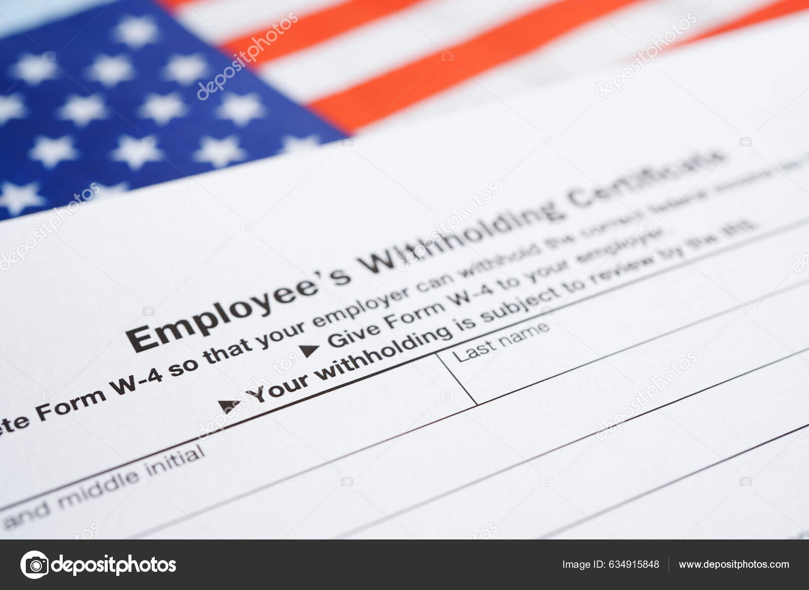 Tax Form Employee Withholding Certificate Business Finance Concept