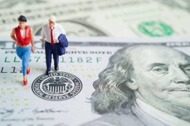 Bangkok, Tayland, 1 Eylül 2022 Federal Rezerv Sistemi iş adamları, Amerika Birleşik Devletleri merkez bankacılık sistemi.