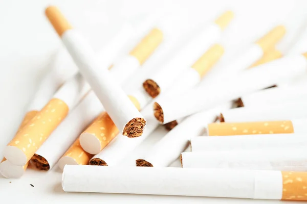 Cigarette isolated on white background with clipping path, roll tobacco in paper with filter tube, No smoking concept.
