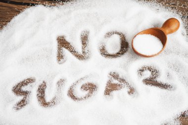 Şeker yok, şekerli granüllü şeker, diyabet önleme, diyet ve kilo kaybı iyi sağlık için.