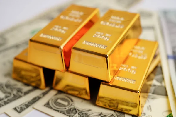 Ράβδοι Χρυσού Χρήμα Χαρτονομισμάτων Ηπα Έννοια Του Επιχειρηματικού Νομίσματος Χρηματοπιστωτικών — Φωτογραφία Αρχείου