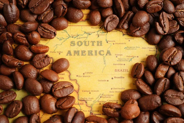 Kávové Zrno Mapě Světa Nakupování Online Pro Export Nebo Import — Stock fotografie