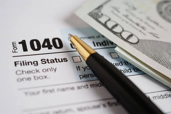 Φορολογικό Έντυπο 1040 Ατομική Δήλωση Φόρου Εισοδήματος Έννοια Χρηματοδότησης Επιχειρήσεων — Φωτογραφία Αρχείου