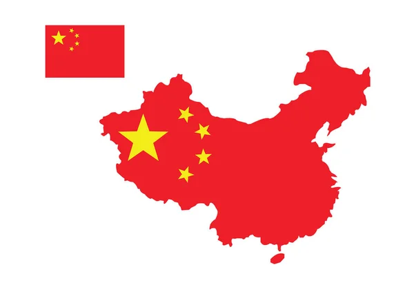 Mapa Bandeira País China Ilustração Vetorial — Vetor de Stock