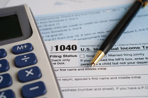 Formulário Fiscal 1040 Eua Retorno Imposto Renda Individual Conceito Finanças — Fotografia de Stock