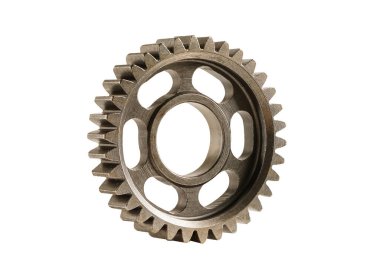 Metal teçhizat motor arabası ve bisiklet için beyaz arka planda izole edildi, takım çalışması iş konsepti.