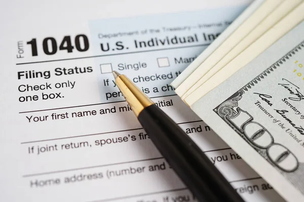 Belastingformulier 1040 Individuele Aangifte Inkomstenbelasting Bedrijfsfinancieringsconcept — Stockfoto