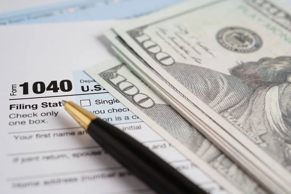 Formulário Fiscal 1040 Eua Retorno Imposto Renda Individual Conceito Finanças — Fotografia de Stock