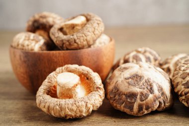 Dried shiitake mushroom isolated on white background with clipping path, healthy food.