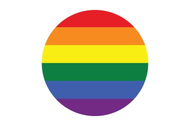 LGBT bayrak yuvarlak simgesi, gökkuşağı renk aşk sembolü, Haziran ayındaki gurur ayı, vektör illüstrasyonu. 