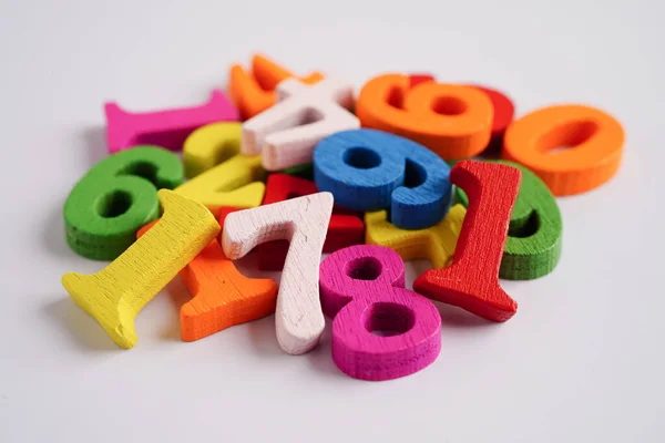 Number Wood Block Cubes Learning Mathematic Education Math Concept — Stock Photo, Image