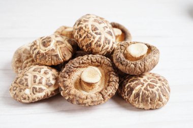 Dried shiitake mushroom isolated on white background with clipping path, healthy food.