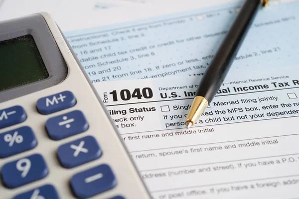 Belastingformulier 1040 Individuele Aangifte Inkomstenbelasting Bedrijfsfinancieringsconcept Stockafbeelding
