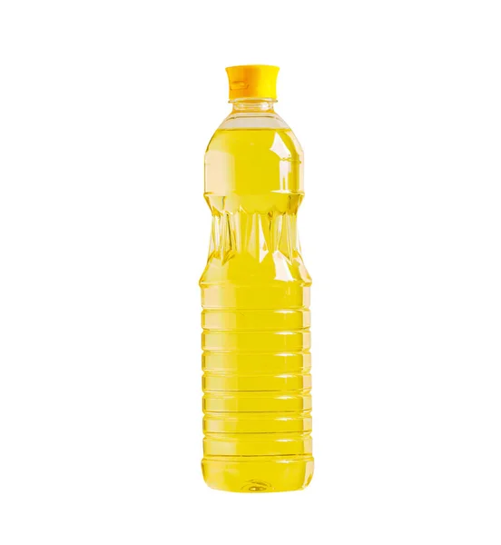 Botol Gelas Minyak Sayur Diisolasi Latar Belakang Putih Dengan Jalur — Stok Foto