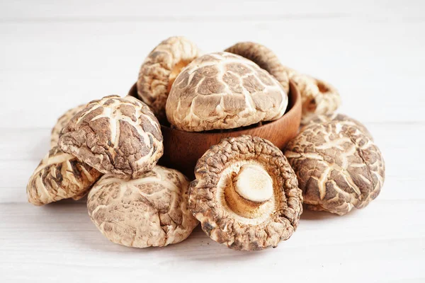 stock image Dried shiitake mushroom isolated on white background with clipping path, healthy food.