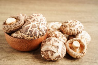 Dried shiitake mushroom isolated on white background with clipping path, healthy food.