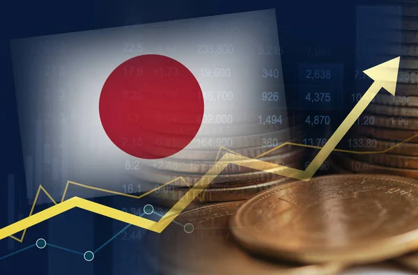 Bandeira Japão Com Financiamento Mercado Ações Economia Tendência Gráfico Tecnologia — Fotografia de Stock