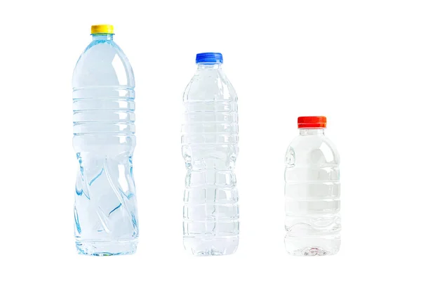 Plastová Láhev Vodu Prázdnou Zmačkanou Použité Izolované Bílém Pozadí Opětovné — Stock fotografie